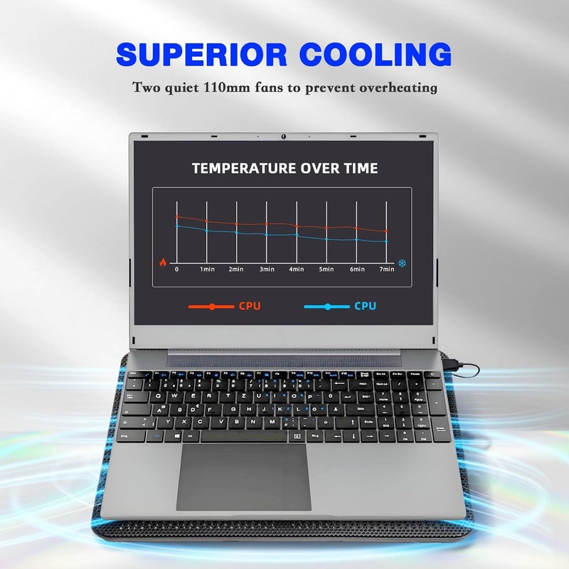 Coolertek Laptop Cooling Pad, Portable Slim Quiet Laptop Notebook Cooler Cooling Pad Stand with 2 Blue LED Fans, USB Powered, Adjustable Angled, Fits 11-14 Inch Laptop - Image 2